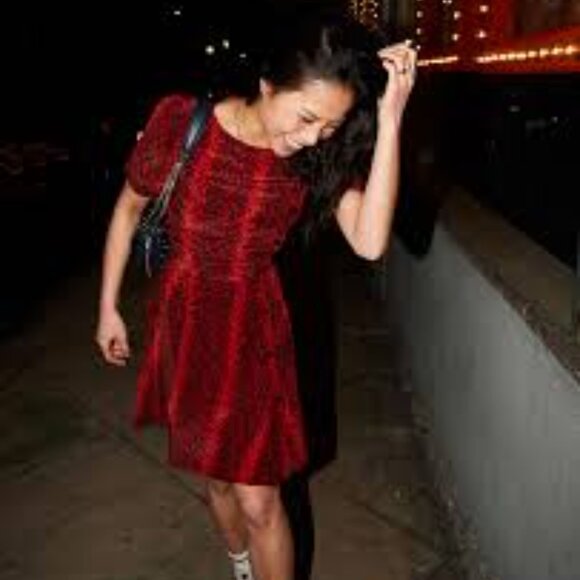 Kooples red and black silk snakeskin dress - Picture 3 of 6